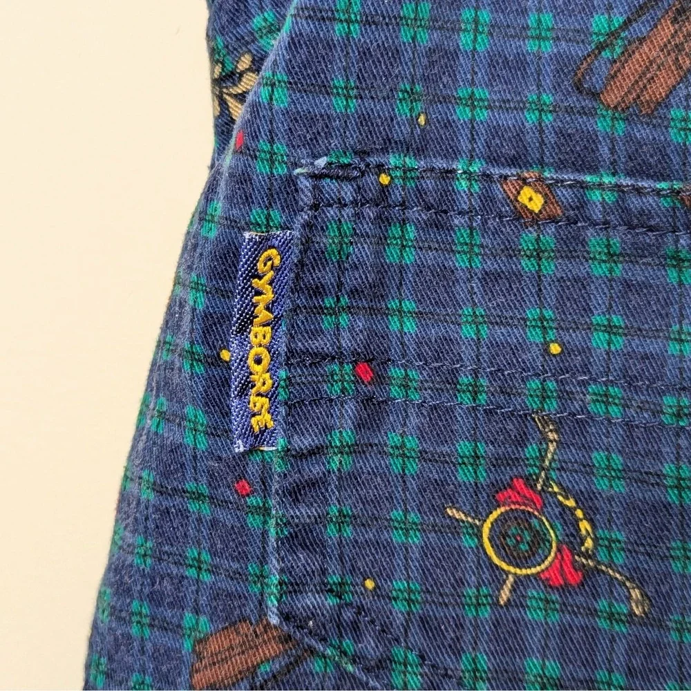 Vintage 90s Gymboree Golf Sports All Over Print Rainbow Tag Overalls 6-12 Months